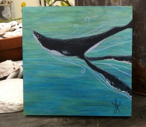Humpback Whale © 2014 Aprille Lipton - original acrylic painting on 8x8"wood panel