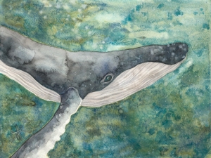 Deep Blue Humpback. © 2014 Aprille Lipton. Original watercolor painting on paper.