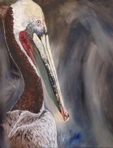 Morro - Pelican. © 2015 Aprille Lipton. Original 16x20" acrylic painting on canvas.